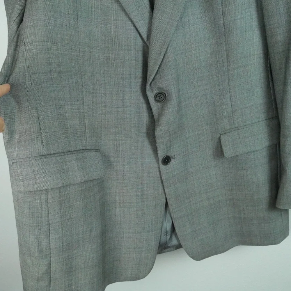 Daniel Cremieux Loro Piana Grey Glen Plaid Blazer Sport Coat Mens 44L Vintage